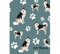 2027 Planner: Husky Dog Paw Prints Dated Weekly and Monthly Page Views With Space For Notes