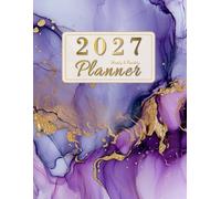2027 Planner: Weekly and Monthly Organizer 8.5x11 with Amethyst Marble Luxe Design, Habit Tracker US Holidays 12 Months from January to December Including 52 Weeks for Time Management