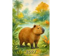 2027: Small Monthly Calendar Planner - Watercolor Capybara