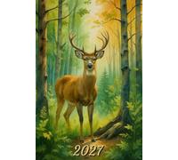 2027: Small Monthly Calendar Planner - Watercolor Deer In A Forest