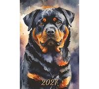 2027: Small Monthly Calendar Planner - Watercolor Rottweiler Dog