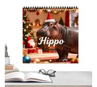 2027 Twelve Month Wall Calendar Decorative Hippo Planning Organizer