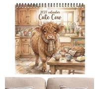 2027 Wall Calendar - Office Rustic Cow Art Daily Schedule Planner