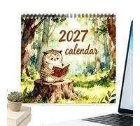 2027 Watercolor Owl Calendar, 12 Month Wall Planner 21 X 21 Cm