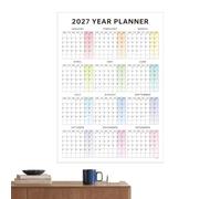 2027 Yearly Wall Calendar - Full Year Single Page Poster | Schedule Planner | 12-Month Jan-Dec Full View, Habit Tracker & Goal Check-In Layout, Large Vertical Poster Format, Soft Calming Color Aesthetic
