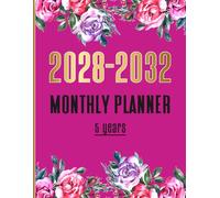 2028-2032 Monthly Planner: Calendar and Planning Workbook Including Holidays, Habit Tracking, Birthday Reminders and More | 8.5 x 11 Inch Large Size From January to December Organizer | PINK COVER