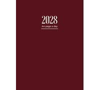 2028 Diary A4 Page A Day: One Page Per Day To View Dated From Jan 2028 To Dec 2028 | Perfect For Planning, Scheduling, Appointments, Reminders ... Dark Red Cover Design