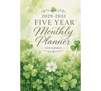 2029-2033 Five Year Monthly Planner with holidays: Good Luck Green Shamrock & Clover 60 Months Calendar Jan 2029 - Dec 2033 with Federal Holidays, Password Keeper & Notes Small 6x9