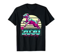 2030 Anno del Cane 80s Retro Vaporwave Segno Zodiacale Cinese Maglietta