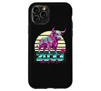 2033 Anno del Bue anni '80 Retro Vaporwave segno zodiacale cinese Custodia per iPhone 11 Pro