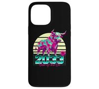 2033 Anno del Bue anni '80 Retro Vaporwave segno zodiacale cinese Custodia per iPhone 13 Pro Max