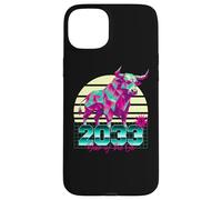 2033 Anno del Bue anni '80 Retro Vaporwave segno zodiacale cinese Custodia per iPhone 15 Plus