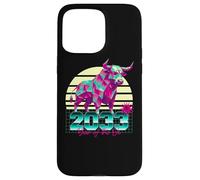 2033 Anno del Bue anni '80 Retro Vaporwave segno zodiacale cinese Custodia per iPhone 15 Pro Max