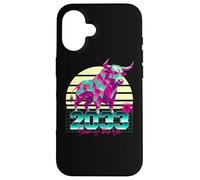 2033 Anno del Bue anni '80 Retro Vaporwave segno zodiacale cinese Custodia per iPhone 16