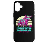 2033 Anno del Bue anni '80 Retro Vaporwave segno zodiacale cinese Custodia per iPhone 16 Plus