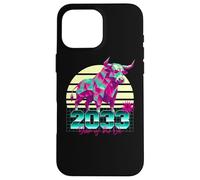 2033 Anno del Bue anni '80 Retro Vaporwave segno zodiacale cinese Custodia per iPhone 16 Pro Max