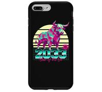 2033 Anno del Bue anni '80 Retro Vaporwave segno zodiacale cinese Custodia per iPhone 7 Plus/8 Plus