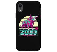 2033 Anno del Bue anni '80 Retro Vaporwave segno zodiacale cinese Custodia per iPhone XR