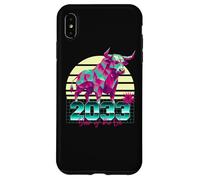 2033 Anno del Bue anni '80 Retro Vaporwave segno zodiacale cinese Custodia per iPhone XS Max