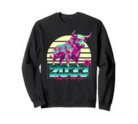 2033 Anno del Bue Anni '80 Retro Vaporwave Segno Zodiacale Cinese Felpa