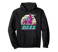 2033 Anno del Bue Anni '80 Retro Vaporwave Segno Zodiacale Cinese Felpa con Cappuccio