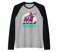 2033 Anno del Bue Anni '80 Retro Vaporwave Segno Zodiacale Cinese Maglia con Maniche Raglan