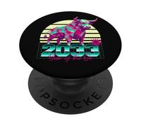 2033 Anno del Bue anni '80 Retro Vaporwave segno zodiacale cinese PopSockets PopGrip Adesivo