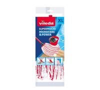 Vileda Ersatzkopf LavapavimentiMicrofibre & Power Testa di Ricambio lavapavimenti, Tessile, Rosso/Bianco, 25 x 15 cm, Tela, 25 x 15 cm