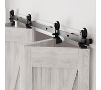 203cm/6.6FT Binario per Porta Scorrevole Bifold Kit Porta Scorrevole Nera per 4 Porte Scorrevoli Interno Esterno Muro 49cm Larga T Ruote
