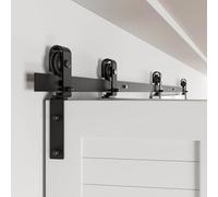 203cm Binario per Porta Scorrevole Bifold Kit Porta Scorrevole Nera per 4 Porte Scorrevoli Interno Esterno Muro 49cm Larga