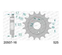 2050716 - Pignone Afam 16 denti, Honda Shadow e Transalp, catena 525