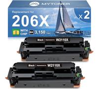 206 cartucce toner nero ad alta resa (con chip) di ricambio compatibili per HP 206X 206A toner nero per stampante Color Pro M255dw MFP M283fdw M283cdw | HP 206X W2110X
