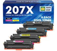 207X 207A M283fdw Cartuccia Toner Compatibile per HP 207X 207A M255dw per HP Color Laserjet Pro MFP M283fdw Toner Nero M282nw M283fdn M283 M282 M255 W2210A W2210X W2211X W2212X W2213X Con Chip 4-Pack
