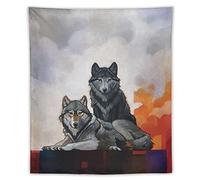 208 Arazzo Da Parete Popolare Arazzi Da Parete Non Sbiadisce Attaccatura A Muro Per Camera Da Letto Home Decor Festa Una Coppia Di Lupi Eagle Flying Beasts Pittura Digitale 130x150cm