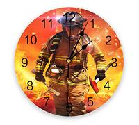208 Rotondo Orologio Da Parete Vigili Del Fuoco Con Strumenti Antincendio Sulla Fiamma Arancione Orologio Da Cucina Senza Ticchettio Quarzo Orologio Da Appendere Silenzioso Orologio Muro