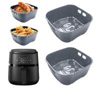 20CM Accessori Friggitrice ad Aria per Moulinex 5 L/4,5L, Cecotec 4 L, Philips 2000-Serie 4,2L (NA229/00), 2PCS Réutilisable Teglie Cestino Friggitrice ad Aria, Grigio