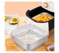 20CM Air Fryer Aluminum Foil Pan Kitchen Supplies Food Containers Square Oven BBQ Tray Oil-proof Non-stick Kitchen Baking Tool(50pcs)