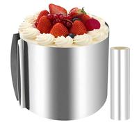 20CM Anello Torta Regolabile, 16-30cm Cerchio per Torta Regolabile, Anello Acciaio per Torte, Cerchio Torta con 1 Rotoli Acetato Torta Collare Trasparenti per Torte, Pizze, Dolci, Accessori da Forno
