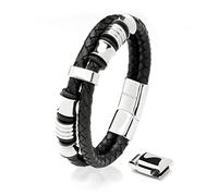 20cm Argento Braccialetto Uomo Cuoio Aggiustabile Regolabile Magnetico Inox Bracciali Braccialetti Perline Bigiotteria Bracialetto Cinturino Braciale Bambino Bracelet Corda Braciale Nere Accessori