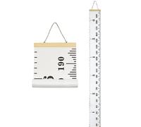(20cm x 200cm , White & Black) - Miaro Kids Growth Chart, Wood Frame Fabric Canvas Height Measurement Ruler from Baby to Adult for Child's Room Decoration 20cm x 200cm