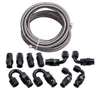 AN6-6AN Reusable Swivel Hose End Kit + 20 Feet Braided Oil Fuel Hose Line Kit
