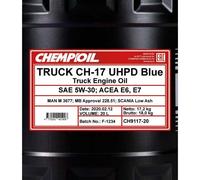 CHEMPIOIL Olio Motore Camion, Nkw CH9117 CH-17 Camion Uhpd 5W-30 Blu 20 Litro