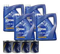 20L MANNOL 7512 Special Plus 10W-30 olio motore Api Sn Acea A3/B3 Motore Flush