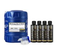 20L MANNOL Olio Motore ENERGY ULTRA JP 5W-20 Inkl. 4x Additivo Ceramo Ester 9829