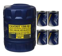 20L MANNOL Olio Motore Favorit 15W-50 API SL/CF/CF-4 Motorspülung Motor Flush