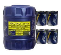 20L MANNOL Racing+Ester 10W-60 API SN/SM/CF Olio Motore Set Motor Flush