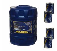 20L Olio Motore MANNOL SAE 15W-40 DIESEL 4x MANNOL Flush Motore ADDITIVO