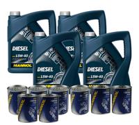 20L Olio Motore MANNOL SAE 15W-40 DIESEL 4xDottore Del Motore + Flush Del Motore