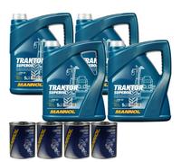 20L Olio Motore MANNOL Trattore Superoil 15W-40 4xFlush Motore