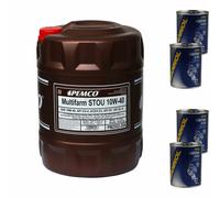 20L Olio Motore PEMCO SAE 10W-40 Multifarm STOU 4xMotor Flush